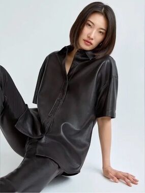 Aritzia Babaton Frances Vegan Leather Short Sleeve Jacket